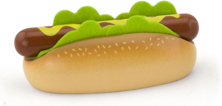 Realistic wooden hot dog