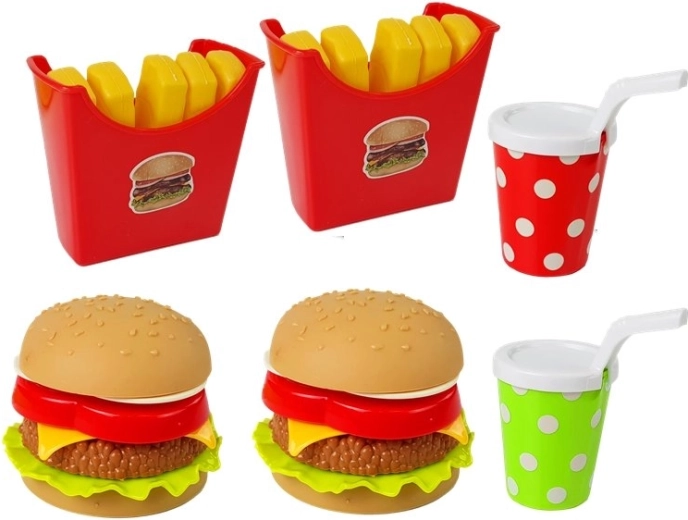 Saliekams hamburgers ar sastāvdaļām