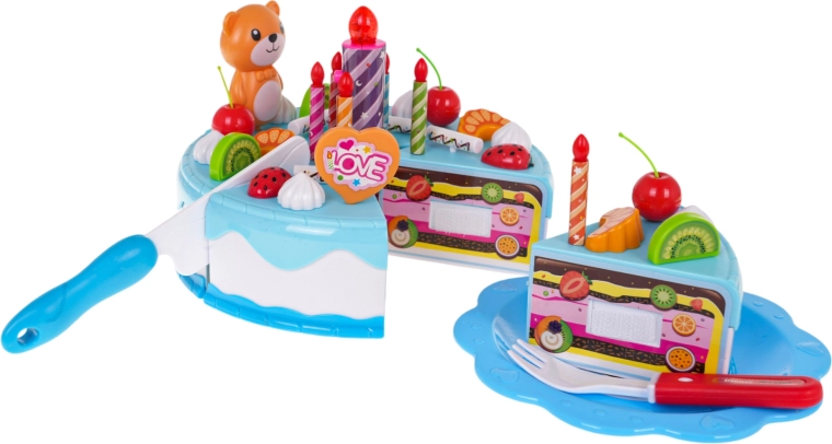Cuttable cake with light-up candle