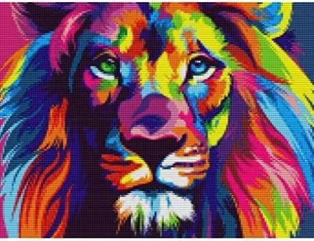 Košs varavīksnes lauvas motīvs