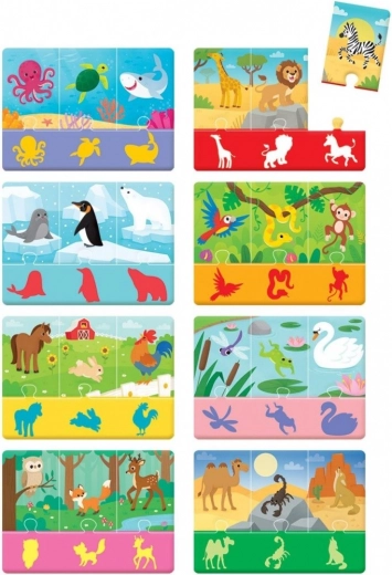 Krāsainas dzīvnieku un to vides ilustrācijas