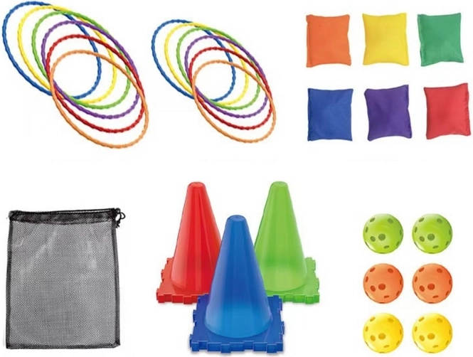 3 vienā: riņķi, maisiņi un bumbiņas