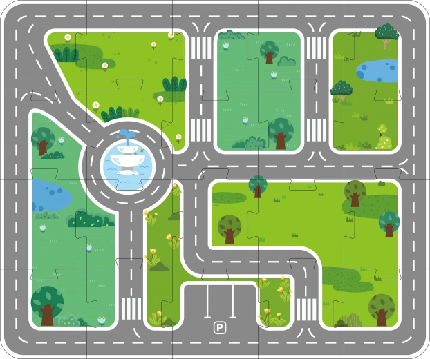 City on a puzzle mat
