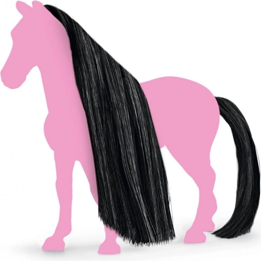 Glossy black mane and tail for a realistic look