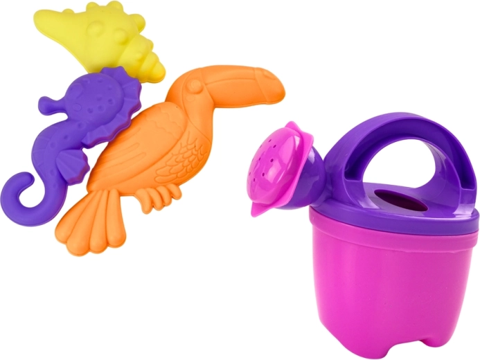 Instrumenti un laistāmā kanna vieglai smilšu piļu būvēšanai