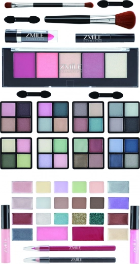 Viss vienā: ēnas, lūpu krāsas, vaigu sārtumi un aplikatori