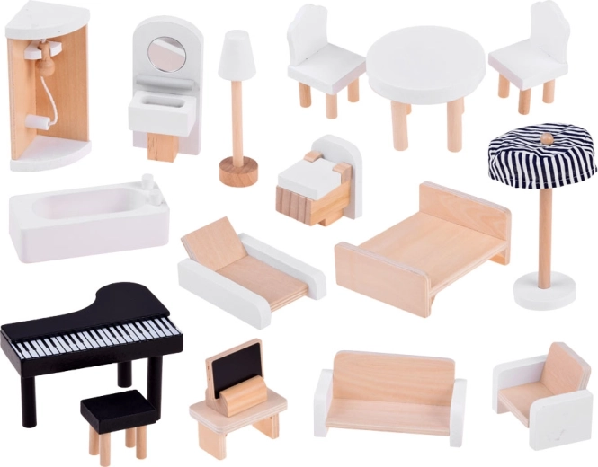 Bagātīgs mēbeļu un aksesuāru komplekts