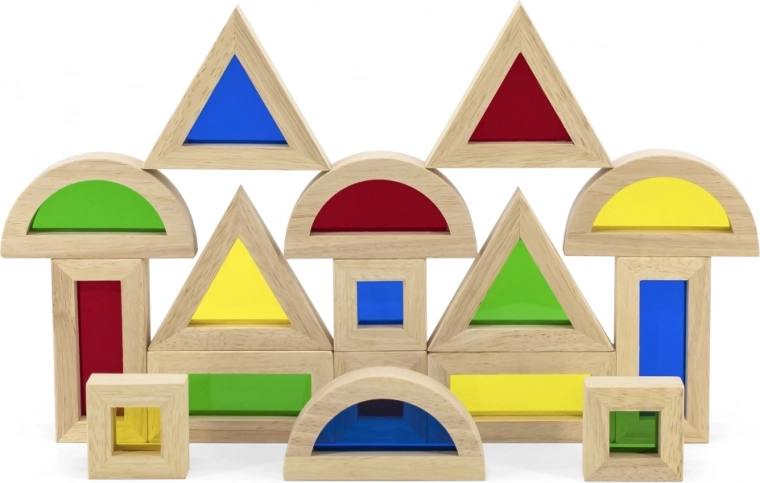 Caurspīdīgi krāsaini lodziņi gaismas spēlēm