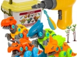 Konstrukcijas dinozauru komplekts 4-in-1 ar urbi un skrūvgriezi bērniem