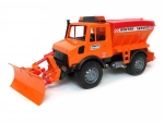 Bruder Mercedes-Benz Unimog smilšu/sāls kaisītājs ar lāpstu