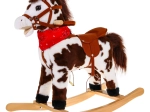 Plush rocking horse with interactive effects, wood and plush