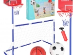 Futbola vārti un basketbola grozs 2‑in‑1 ar divām bumbām un pumpi