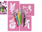 Pūšamie flomāsteri MINNIE 6 gab. ar šabloniem kastītē