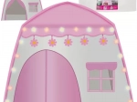Children’s play tent house with illuminated cotton balls garland