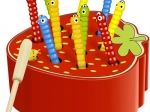 Wooden magnetic game Strawberry – catch the worm