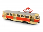 Tramvajs T3 28 cm ar čehu pieturu paziņojumiem