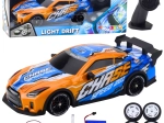 RC sporta auto ar izgaismotu virsbūvi un drifta režīmu – oranžs