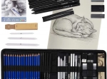 Skicēšanas un zīmēšanas komplekts ar 54 detaļām ar maciņu un A5 skiču bloku