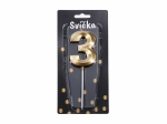 Party candle number 3 Gold