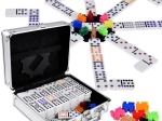 Domino and Mexican Train game set in a metal case