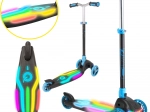 EVO bērnu trīsriteņu skrejritenis Rainbow Blast ar LED platformu, salokāms un augstumā regulējams, zils